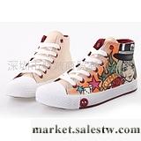 供應高幫帆布鞋韓版潮 平底鞋 手繪涂鴉鞋 女鞋工廠,批發,進口,代購