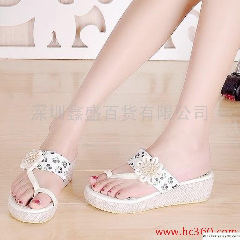 包郵~2012新款韓版碎花布面套趾蝴蝶結坡跟涼拖鞋子 女鞋 防滑底工廠,批發,進口,代購