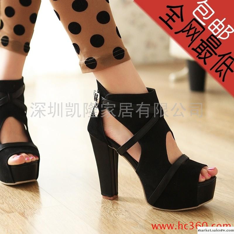 2012春新款女鞋 OL防水臺高跟涼鞋 性感粗跟羅馬鞋 高幫女涼鞋子工廠,批發,進口,代購