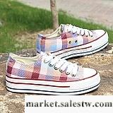 供應遠波 休閑風格帆布鞋 松糕底厚底鞋 韓版增高女鞋 格子布鞋工廠,批發,進口,代購