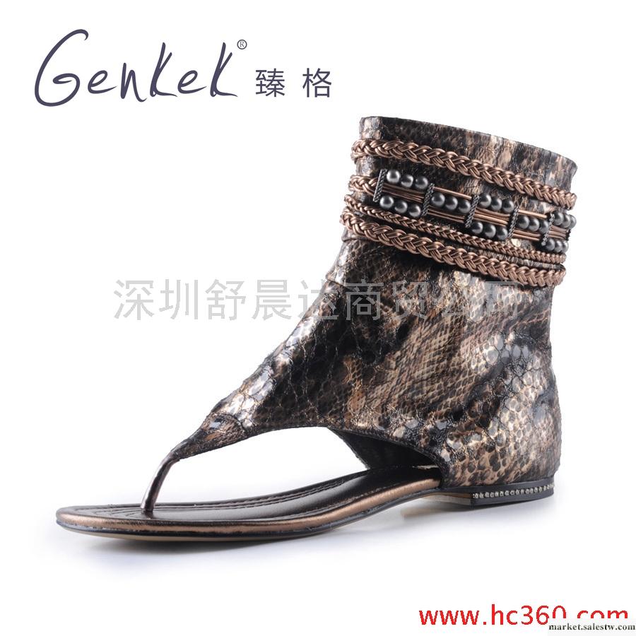 臻格 超時尚羅馬風串珠金屬鏈平底涼鞋時尚女鞋工廠,批發,進口,代購