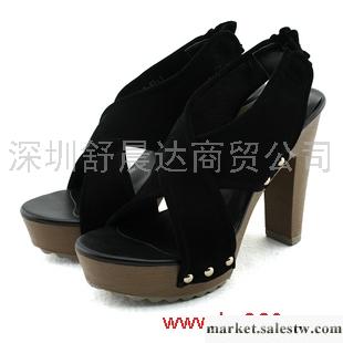 供應努西娜 2012春夏季 交叉磨砂 真皮涼鞋 防水臺 羅馬鞋 超高跟女鞋工廠,批發,進口,代購