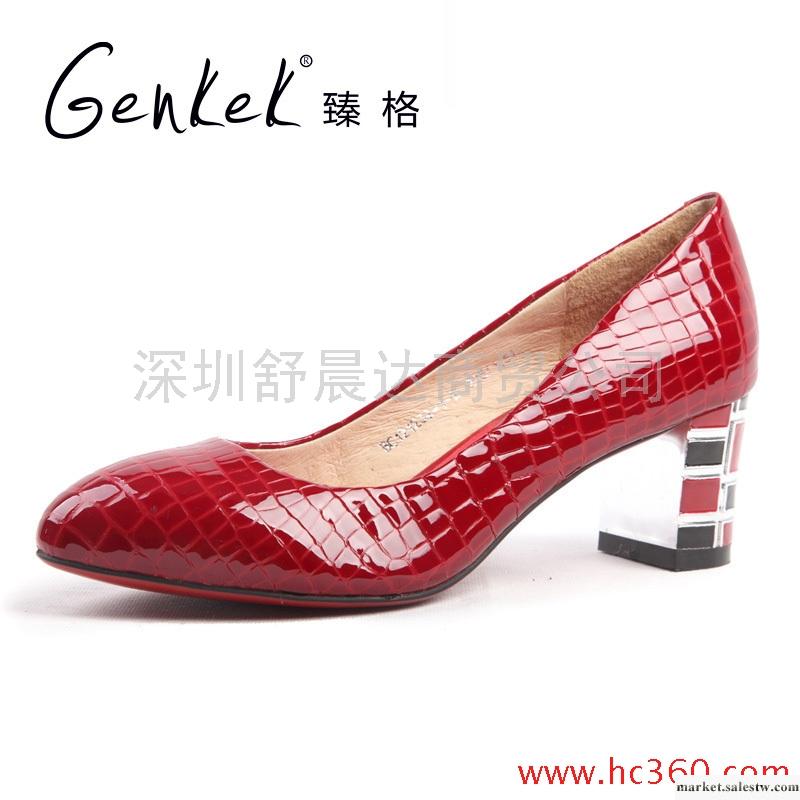 臻格2012新品全真皮漆皮電鍍跟粗跟OL時尚單鞋女鞋工廠,批發,進口,代購