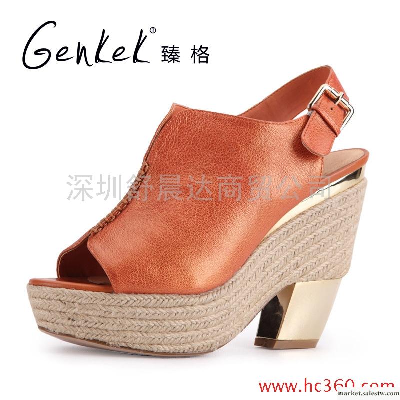 臻格 夏季防水臺粗跟高跟鞋涼鞋魚嘴鞋 搭扣女鞋工廠,批發,進口,代購