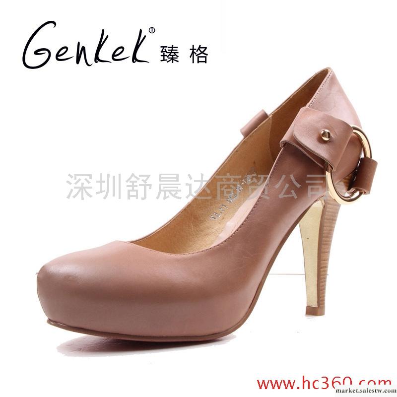 臻格 尖頭防水臺金屬圓環細跟高跟鞋單鞋女鞋工廠,批發,進口,代購