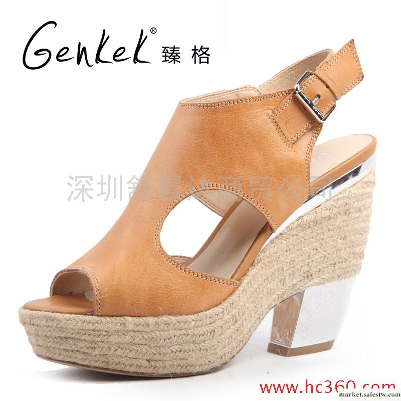 臻格2012新品全真皮牛皮高跟水臺魚嘴時尚涼鞋女鞋工廠,批發,進口,代購