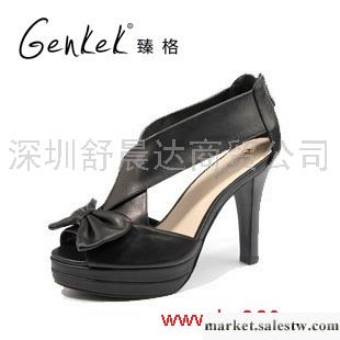 臻格 夏款優雅蝴蝶結淑女高跟魚嘴涼鞋 時尚女鞋工廠,批發,進口,代購