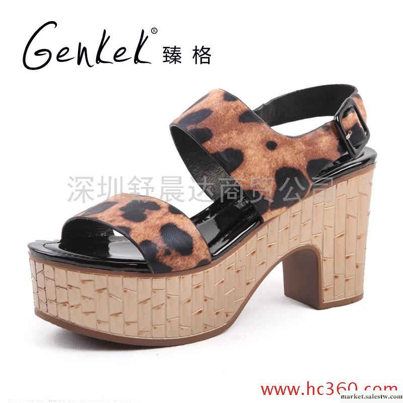 臻格2012新品全真皮漆皮木紋松糕底時尚涼鞋女鞋工廠,批發,進口,代購