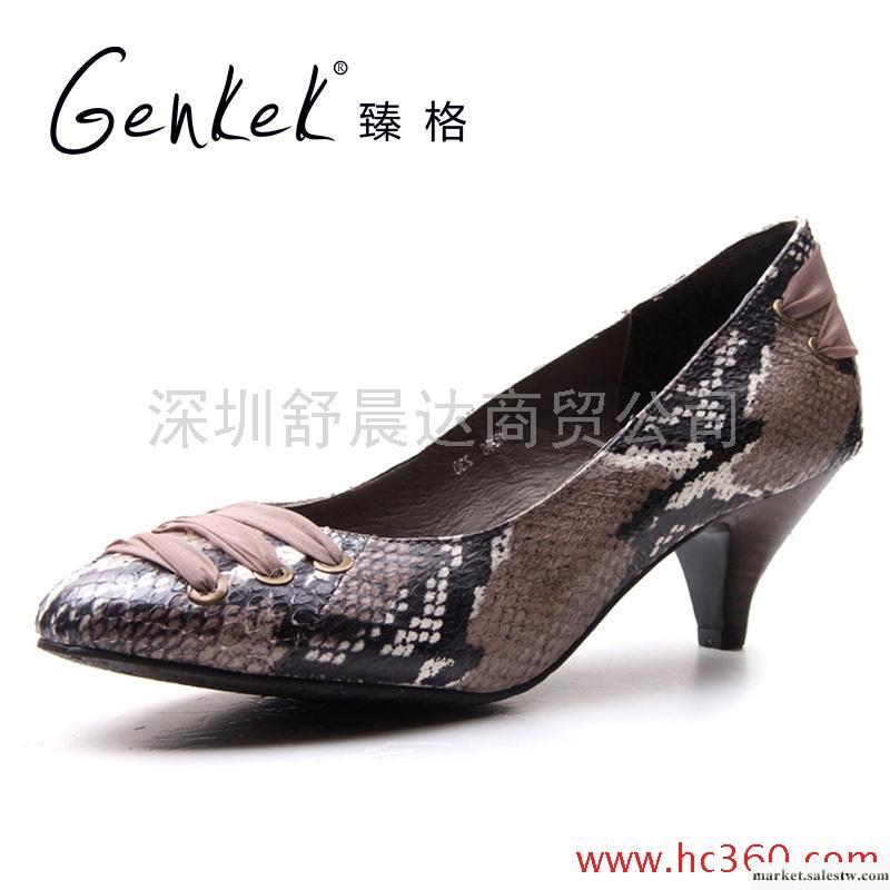 臻格 真蛇皮中跟成熟高貴女性象征時尚單鞋女鞋工廠,批發,進口,代購