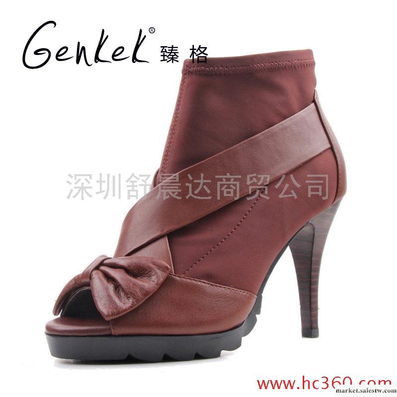 臻格 魚嘴新款超高跟真皮女靴子魚嘴鞋高跟女鞋工廠,批發,進口,代購