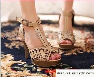 供應新款女鞋 裸色真皮復古 羅馬鞋韓版防水臺高跟涼鞋女工廠,批發,進口,代購