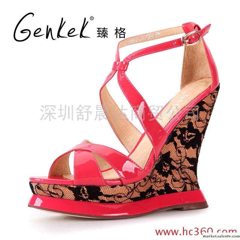 臻格 超高跟防水臺歐美風牛漆皮個性涼鞋女鞋工廠,批發,進口,代購