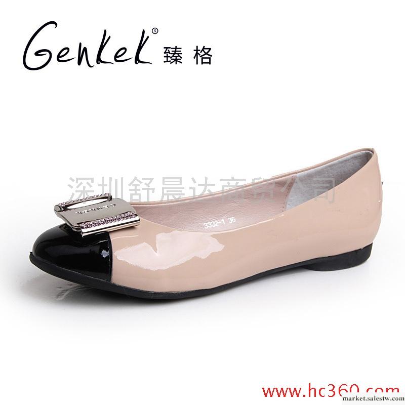 臻格 歐美英倫風時尚全牛漆皮鉆扣低跟單鞋女鞋工廠,批發,進口,代購