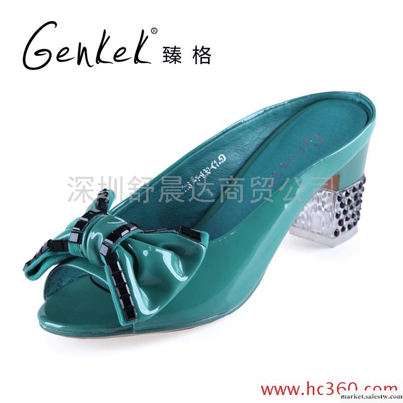 臻格 甜美淑女捷克鉆立體蝴蝶結全牛皮涼鞋女鞋工廠,批發,進口,代購