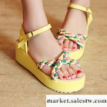 2012夏季新款 歐美甜美糖果色拼接防水臺厚底松糕涼鞋 羅馬女鞋工廠,批發,進口,代購