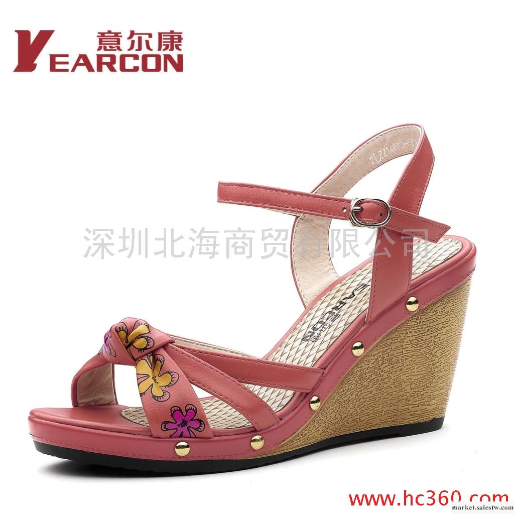意爾康正品女鞋 2012新款真皮坡跟甜美淑女時尚女涼鞋2LZ214873工廠,批發,進口,代購