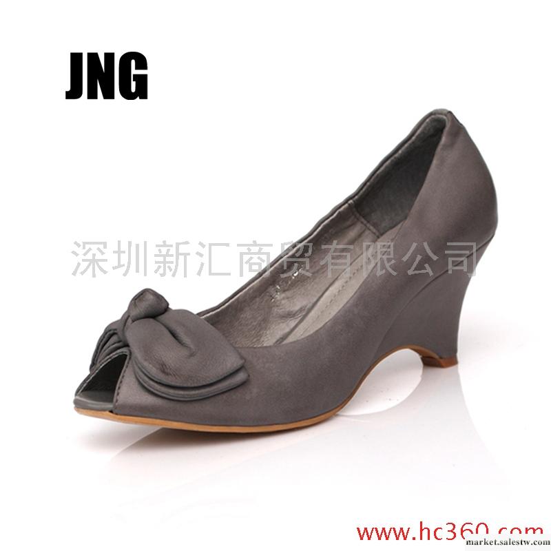 JNG 女鞋 2012 春季 新品 胎牛 擦色 蝴蝶結 魚嘴 露趾 單鞋 包郵工廠,批發,進口,代購