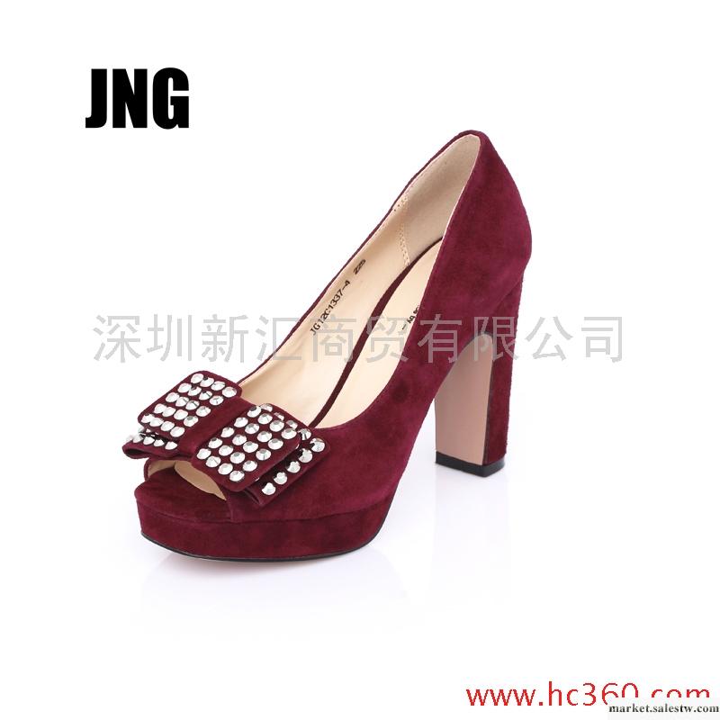 JNG 2012春季新款女鞋 羊京防水臺亮片蝴蝶結單鞋 粗跟 12C1337工廠,批發,進口,代購