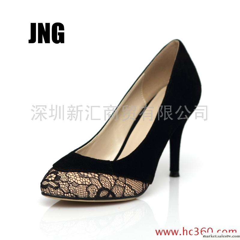 JNG 2012新款時尚女鞋 新品 拼接 v型 蕾絲 尖頭 單鞋 包郵工廠,批發,進口,代購
