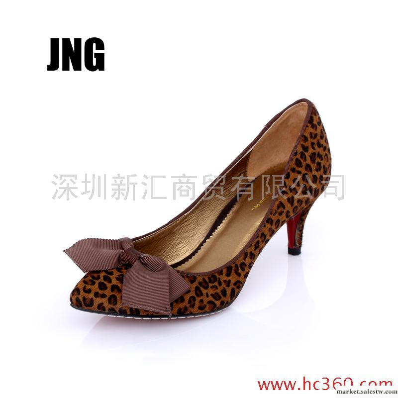 JNG 2012春季新款女鞋 馬毛蝴蝶結中跟單鞋包郵 豹紋單鞋 12C1303工廠,批發,進口,代購