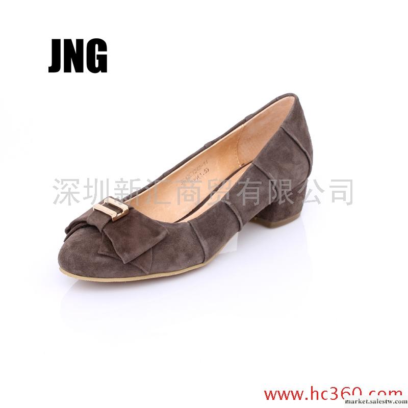 JNG 2012春季新款女鞋 蝴蝶結金屬扣褶皺單鞋 復古粗跟 12C1342工廠,批發,進口,代購