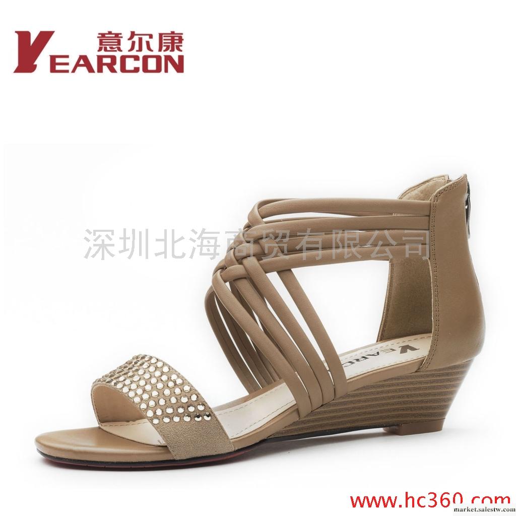 意爾康正品女鞋 2012新款坡跟中跟羅馬時尚真皮女涼鞋2LC233243工廠,批發,進口,代購
