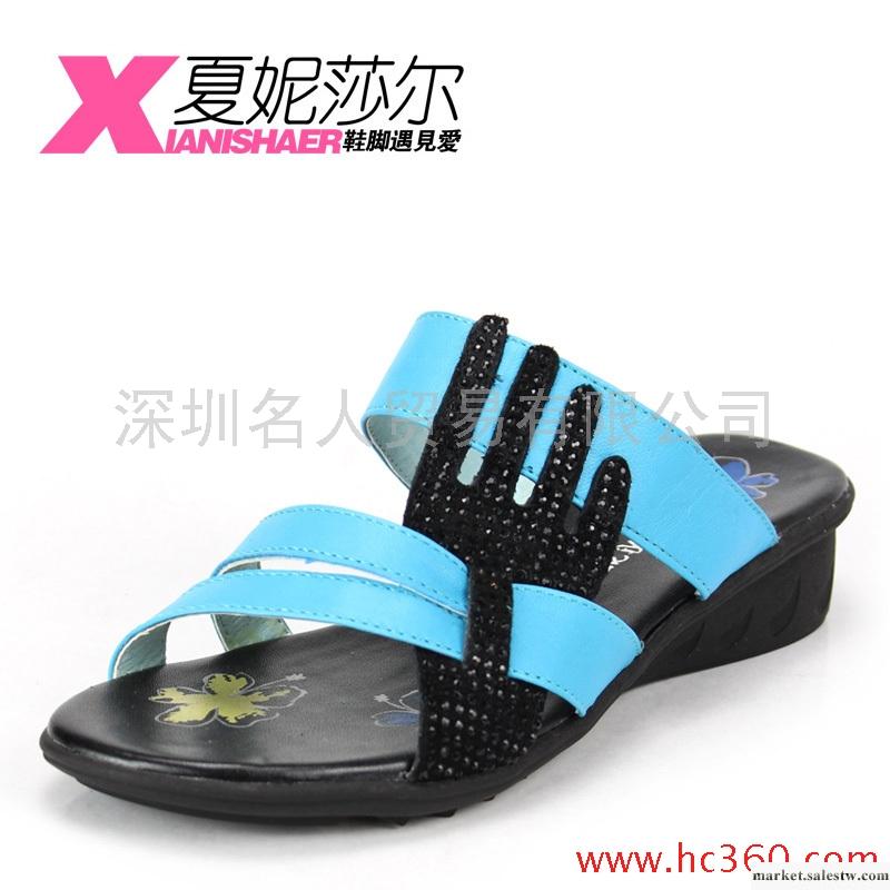 夏妮莎爾 2012新品真皮平跟涼拖鞋 水鉆可愛手掌休閑舒適女鞋8805工廠,批發,進口,代購