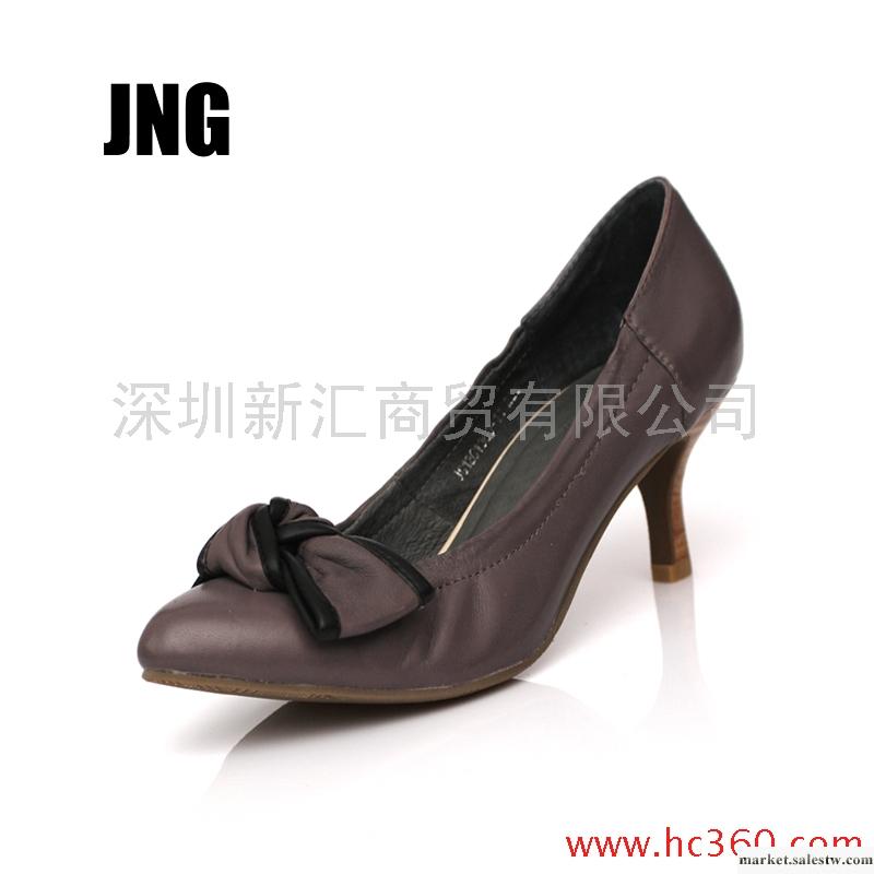 JNG 2012 春季 新品 女鞋 潮款 復古 蝴蝶結 高跟牛皮單鞋 包郵工廠,批發,進口,代購