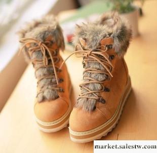 供應時尚新款保暖女鞋 系帶休閑松糕厚底時尚女鞋 短靴毛毛鞋工廠,批發,進口,代購