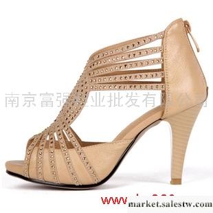 供應（16元）2012夏季新款魚嘴綁帶高跟涼鞋 水鉆真皮細跟防水臺鏤空羅馬女鞋工廠,批發,進口,代購