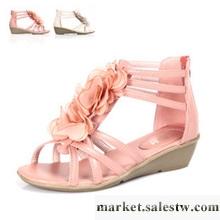 2012春夏新款 時尚百搭鏤空蕾絲花朵坡跟落指透氣涼鞋女鞋 羅馬鞋工廠,批發,進口,代購