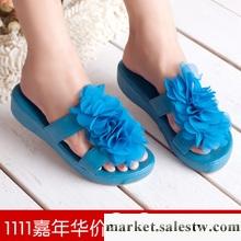 限量 熱賣 韓版花朵甜美淑女坡跟松糕底平底露趾鉚釘女鞋 涼鞋工廠,批發,進口,代購