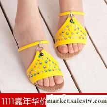 限量 夏季熱賣 韓版時尚可愛一字繡花水鉆女小坡跟平底女鞋 涼拖工廠,批發,進口,代購