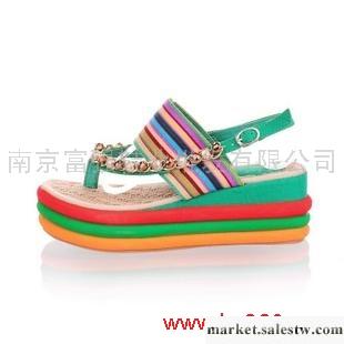 供應（8元）2012夏新款波西米亞串珠坡跟厚底松糕沙灘涼鞋羅馬女鞋S572工廠,批發,進口,代購