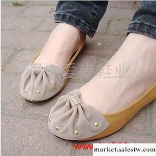 供應單鞋2011秋冬韓版串珠圓頭磨砂皮坡跟平跟單鞋鉚釘蝴蝶結平底鞋女鞋工廠,批發,進口,代購