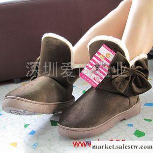 供應靴子 潮女韓版冬季短靴保暖雪地靴子可愛蝴蝶結笑臉開口女靴女鞋工廠,批發,進口,代購