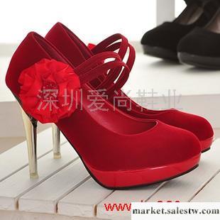 供應單鞋 2011新款花朵細高跟磨砂面防水臺超高跟鞋單鞋紅色新娘鞋婚鞋女鞋工廠,批發,進口,代購
