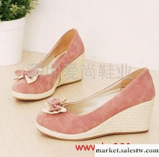 供應單鞋純色軟皮面坡跟鞋防水臺高跟鞋坡跟單鞋女鞋工廠,批發,進口,代購