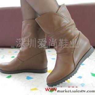 供應靴子 韓潮新品內增高皮面平底套腳靴拼接面保暖鞋中筒靴女靴子女鞋工廠,批發,進口,代購