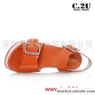 供應2012新品韓版真皮搭扣休閑瘦身搖搖女鞋 松糕厚底魚嘴涼鞋工廠,批發,進口,代購