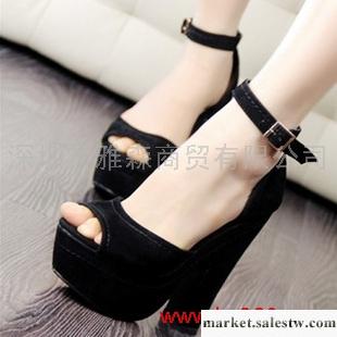 供應夏新款歐美真皮百搭女鞋 防水臺超高跟 粗跟牛皮魚嘴羅馬涼鞋工廠,批發,進口,代購