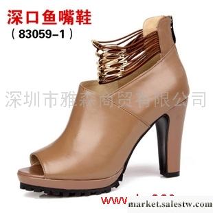 供應2012新品 牛皮魚嘴鞋 高跟單鞋 涼鞋女鞋83059-1工廠,批發,進口,代購