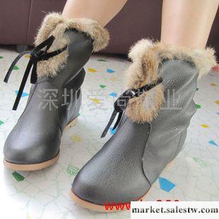 供應靴子 韓版潮流秋冬蝴蝶結兔毛厚毛羊絨保暖鞋內增高休閑女靴子女鞋工廠,批發,進口,代購