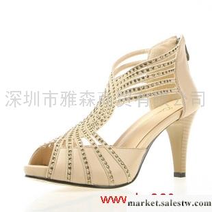 供應2012新款歐美真皮水鉆羅馬涼鞋女鞋 防水臺高跟鞋鏤空魚嘴鞋工廠,批發,進口,代購