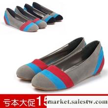 限量夏季新款 歐美英倫絨面平底復古平跟內增高拼色淺口單鞋 女鞋工廠,批發,進口,代購