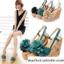 2012夏季新款 波西米亞花朵厚底坡跟防水臺高跟涼拖鞋單鞋 女鞋工廠,批發,進口,代購