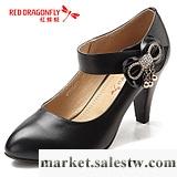 紅蜻蜓 真皮WTB26411女單鞋 2012秋季正品新品蝴蝶結水鉆鏈子女鞋工廠,批發,進口,代購