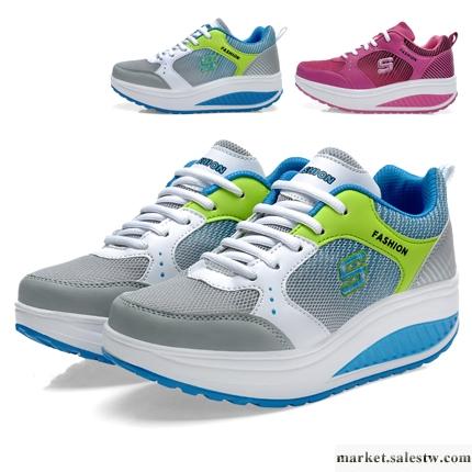 供應包郵正品秋季透氣網跑步鞋/搖搖鞋/女跑鞋/時尚瘦身女鞋 女運動鞋工廠,批發,進口,代購