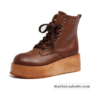 供應低調女人歐美朋克馬丁靴女英倫圓頭鉚釘女靴子厚底短靴機車靴女鞋工廠,批發,進口,代購