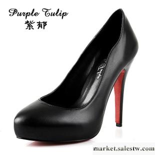 供應紫郁 2012秋新品真皮歐美單鞋防水臺女鞋OL高跟鞋女鞋牛皮單鞋工廠,批發,進口,代購